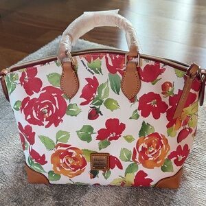 Dooney & Bourke Floral Satchel - Red, Green, and Orange